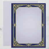 Blauw en Goud Lijst met Lavendelcentrum Briefhoofd (Voorkant / Achterkant)