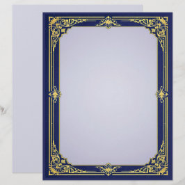 Blauw en Goud Lijst met Lavendelcentrum Briefhoofd