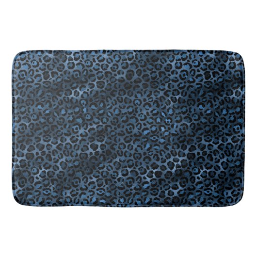 Blauw en Goud Luipaard Serie Design 3 Badmat (Voorkant)