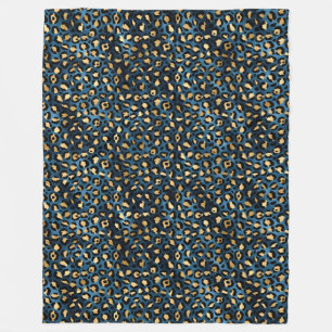 Blauw en Goud Luipaard Serie Ontwerp 1 Fleece Deken