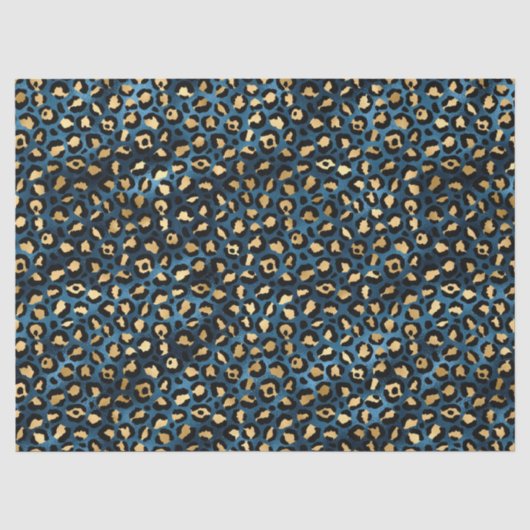 Blauw en Goud Luipaard Serie Ontwerp 1 Tissue Papi Tissuepapier (Voorkant)