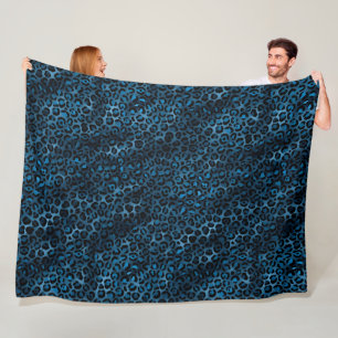 Blauw en Goud Luipaard Serie Ontwerp 3 Fleece Deken