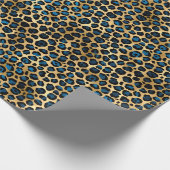 Blauw en Goud Luipaard Serie Ontwerp 4 Cadeaupapier (Hoek)