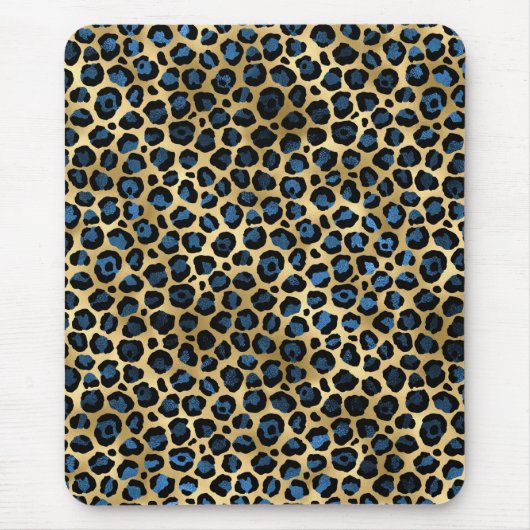 Blauw en Goud Luipaard Serie Ontwerp 4 Muismat (Voorkant)