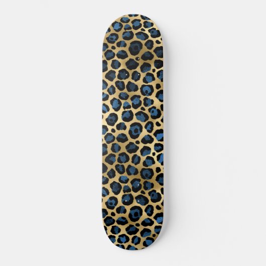 Blauw en Goud Luipaard Serie Ontwerp 4 Persoonlijk Skateboard (Voorkant)