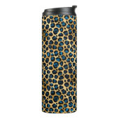 Blauw en Goud Luipaard Serie Ontwerp 4 Thermosbeker (Gedraaid links)