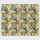 Blauw en Goud Luipaard Serie Ontwerp 7 Cadeaupapier (Vlak)