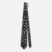 Blauw en goud luipaardprint stropdas (Voorkant)