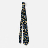 Blauw en goud luipaardprint stropdas (Achterkant)