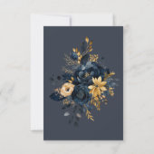 Blauw en Goud Luxe Bloemen Dank u Kaart (Achterkant)