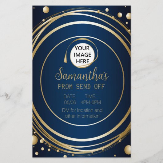 Blauw en Goud Luxy Prom Verstuur Flyer (Voorkant)