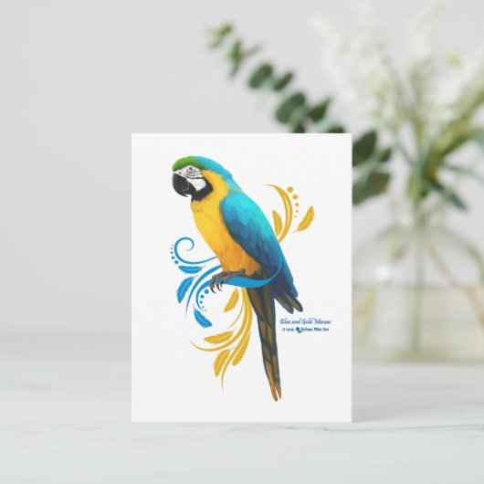 Blauw en Goud Macaw Briefkaart (Staand voorkant)