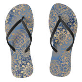Blauw en Goud Mandala Patroon Teenslippers (Voetbed)