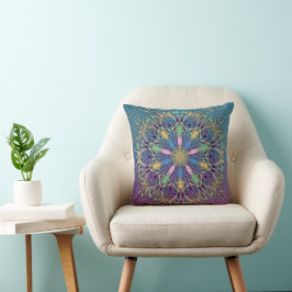 Blauw en Goud Mandala Sierkussen