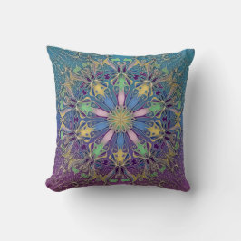 Blauw en Goud Mandala Sierkussen