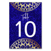 Blauw en Goud Mandala Tafelnummer (Achterkant)