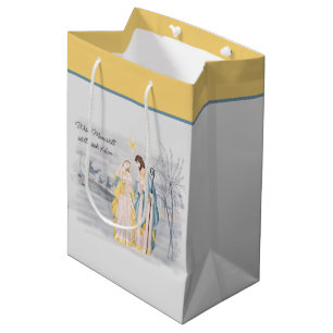 Blauw en goud Maria, Jozef en Jezus Vakantie Medium Cadeauzakje