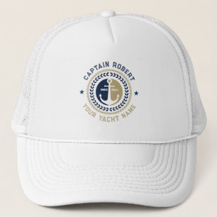 Blauw en goud maritiem bootanker trucker pet