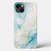 Blauw en goud marmer Case-Mate iPhone case (Achterkant)