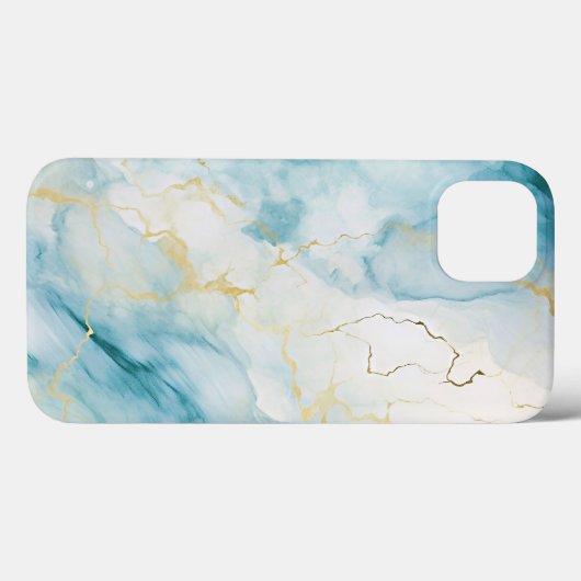 Blauw en goud marmer Case-Mate iPhone case (Achterkant (horizontaal))