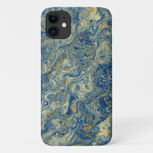 Blauw en goud marmer Case-Mate iPhone case (Achterkant)