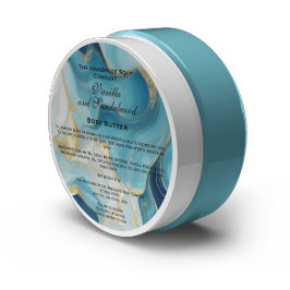 Blauw en Goud Marmer Cosmetica Jar Label