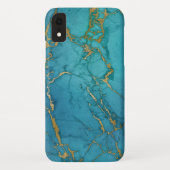 Blauw en Goud Marmer Elegante Moderne Print Case-Mate iPhone Case (Achterkant)