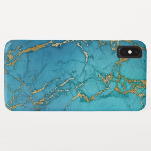 Blauw en Goud Marmer Elegante Moderne Print Case-Mate iPhone Case (Achterkant (horizontaal))