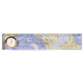 Blauw en Goud Marmer Gepersonaliseerd Naambordje (Voorkant)