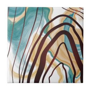 Blauw en goud marmer houtnerf abstract tegeltje