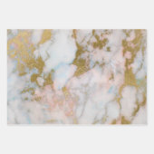 Blauw en goud marmer inpakpapier vel (Voorkant 3)