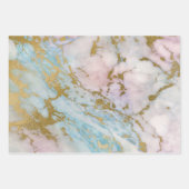 Blauw en goud marmer inpakpapier vel (Voorkant 2)