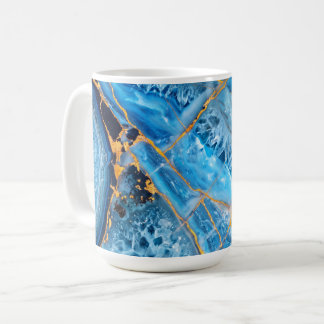 Blauw en goud marmer koffiemok