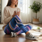 Blauw en goud marmer leggings