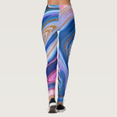 Blauw en goud marmer leggings (Achterkant)