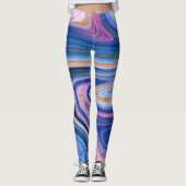 Blauw en goud marmer leggings (Voorkant)