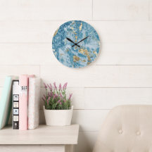 Blauw en Goud Marmer Luxe Abstract
