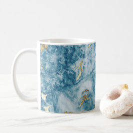 Blauw en Goud Marmer Luxe Abstract Koffiemok