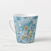 Blauw en Goud Marmer Luxe Abstract Latte Mok (Linkerhoek)