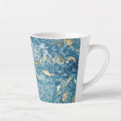 Blauw en Goud Marmer Luxe Abstract Latte Mok (Rechts)