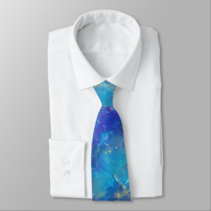 Blauw En Goud Marmer Patroon Stropdas