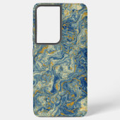 Blauw en goud marmer samsung galaxy hoesje (Achterkant)