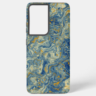 Blauw en goud marmer samsung galaxy hoesje