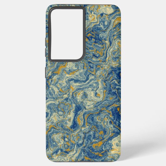 Blauw en goud marmer samsung galaxy hoesje (Achterkant)