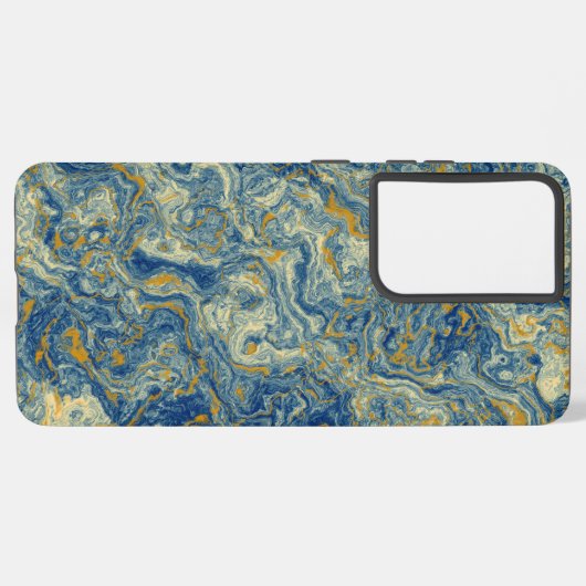 Blauw en goud marmer samsung galaxy hoesje (Linkerkant)