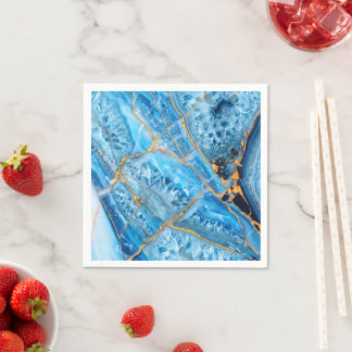 Blauw en goud marmer servet
