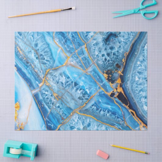 Blauw en goud marmer tissuepapier (Craft)
