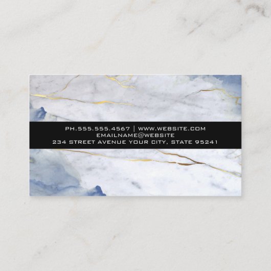 Blauw en goud marmeren achtergrond visitekaartje (Achterkant)