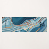 Blauw en goud marmeren wervelingen Ohm symbool Yogamat (Voorkant (horizontaal))