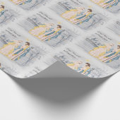 Blauw en goud Mary, Joseph en Jesus Holiday Cadeaupapier (Hoek)